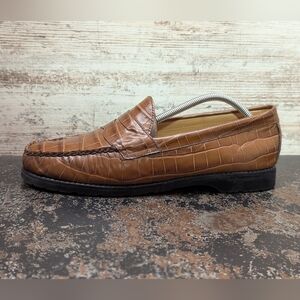 Weejuns Logan Croco Penny Loafers Shoes Sz 10.5 Crocodile Embossed Vibram 